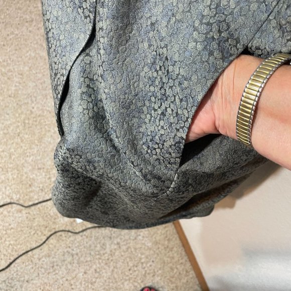 Eileen Fisher Womens Button Blazer Kimono Long Coat Gray Textured Print Sz Large - Picture 4 of 9